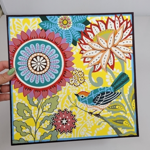 Floral Garden with Bird Paint by Number Painting Finished 11 by 11‎ Botanical - Picture 10 of 16